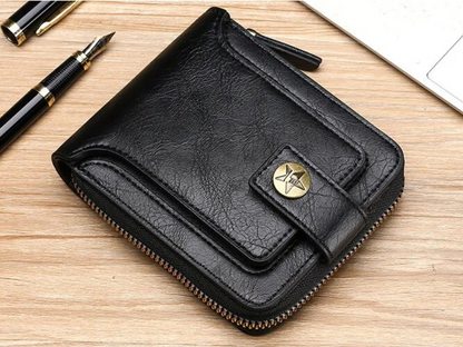 Vintage Leather Wallet RFID Card Holder Compact Bifold Coin Purse Clutch Organizer