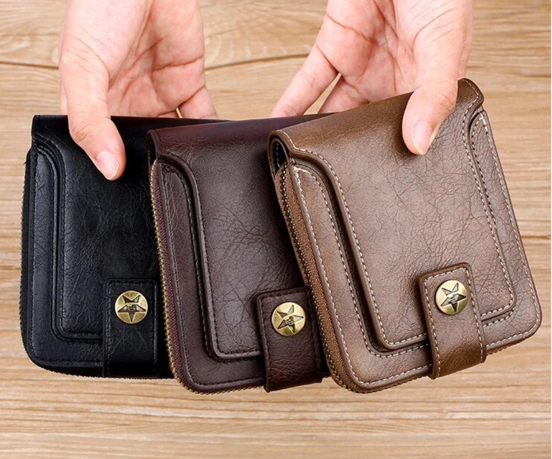 Vintage Leather Wallet RFID Card Holder Compact Bifold Coin Purse Clutch Organizer