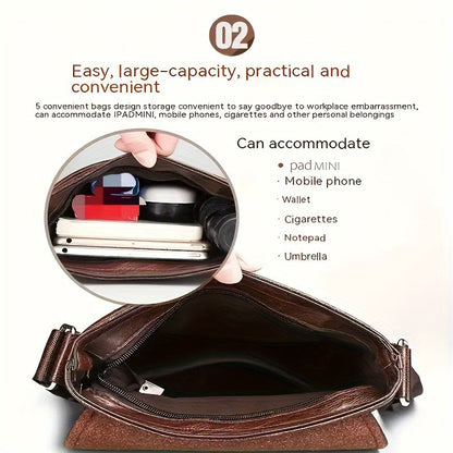 Vintage Messenger Crossbody Bag Men Business Shoulder Satchel