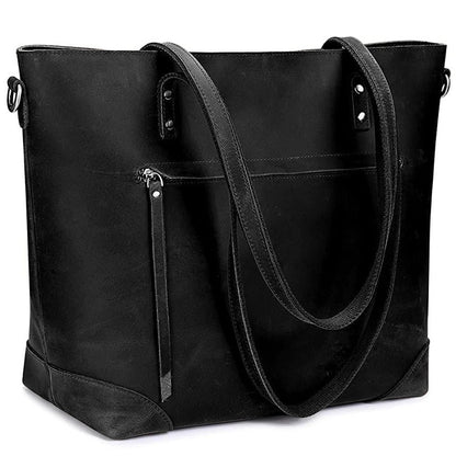 Vintage PU Leather Tote Bag Large Capacity Shoulder Handbag