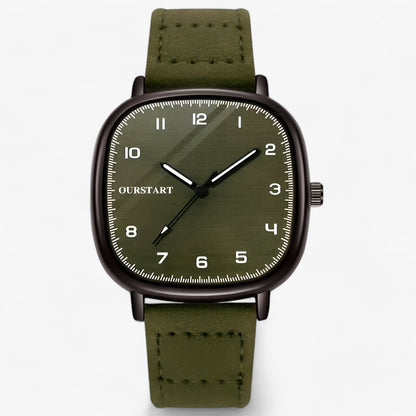 Vintage Square Dial Womens Leather Strap Watch