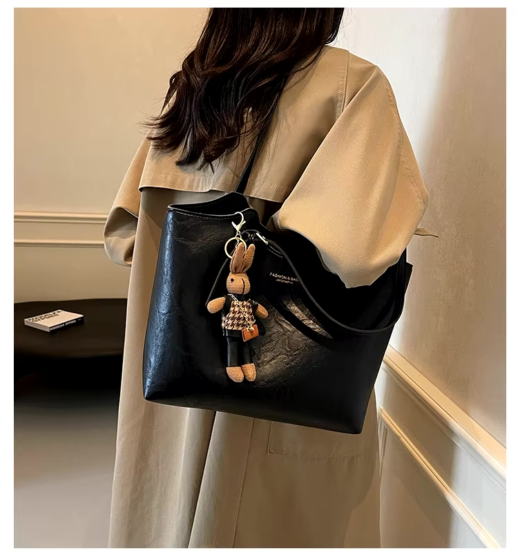 Vintage Tote Shoulder Bag Large Vegan Leather Handbag