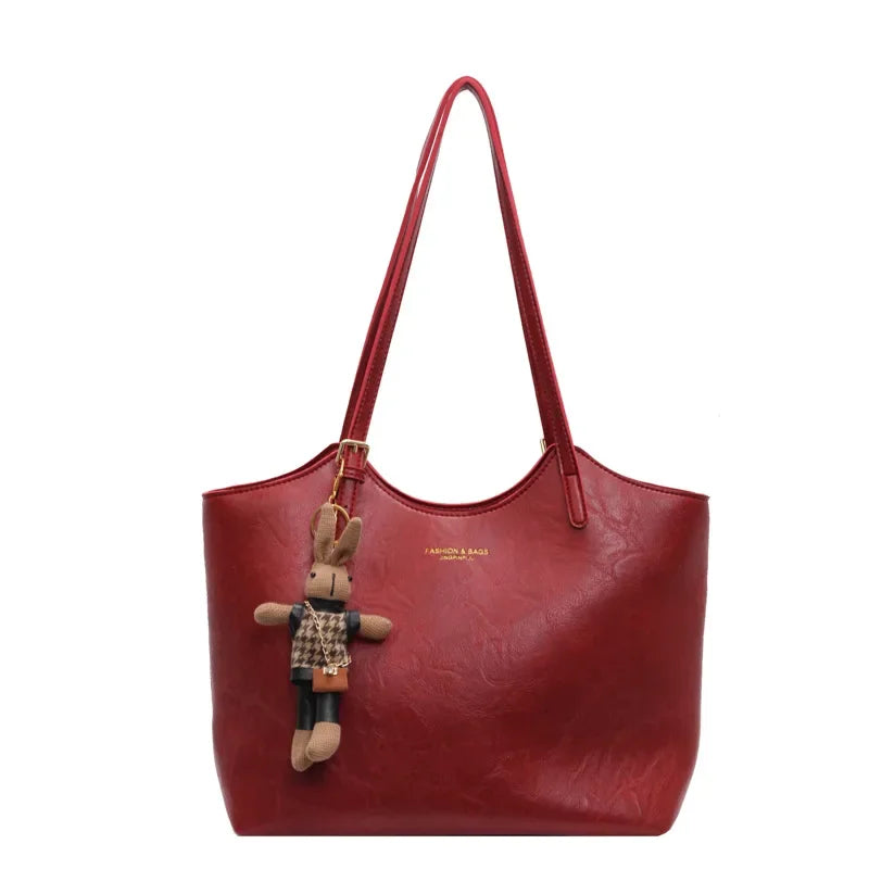 Vintage Tote Shoulder Bag Large Vegan Leather Handbag