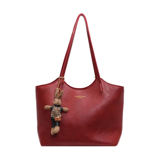 Vintage Tote Shoulder Bag Large Vegan Leather Handbag