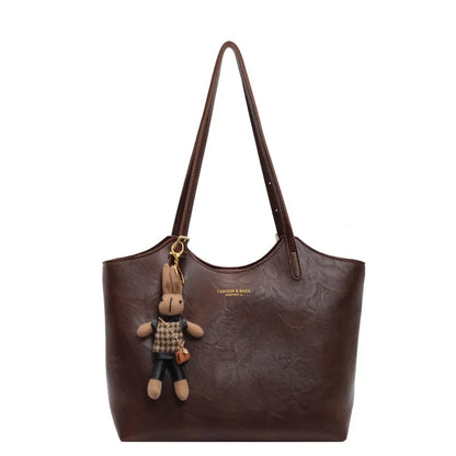 Vintage Tote Shoulder Bag Large Vegan Leather Handbag
