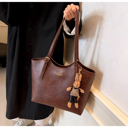 Vintage Tote Shoulder Bag Large Vegan Leather Handbag