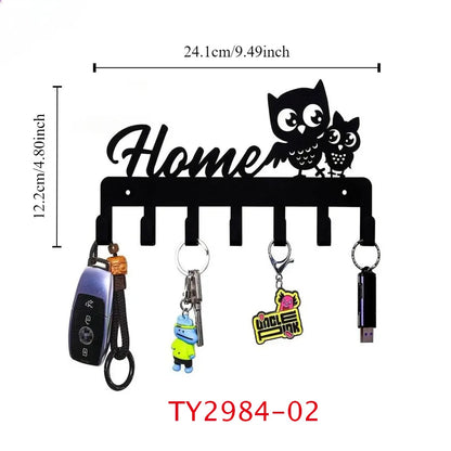 Wall Key Holder Rack Metal Hook Organizer Entryway Storage Home Decor