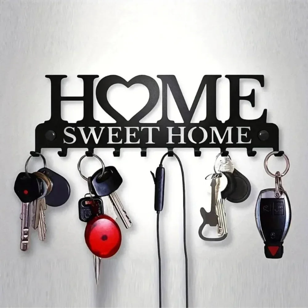 Wall Key Holder Rack Metal Hook Organizer Entryway Storage Home Decor