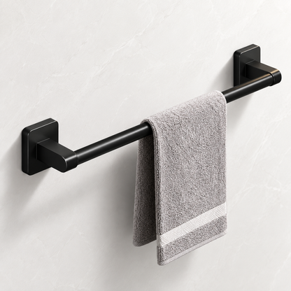 Wall-Mounted Aluminum Bathroom Towel Holder with Self-Adhesive Installation