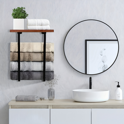 Wall Mounted Double Towel Rack Bathroom Storage Shelf