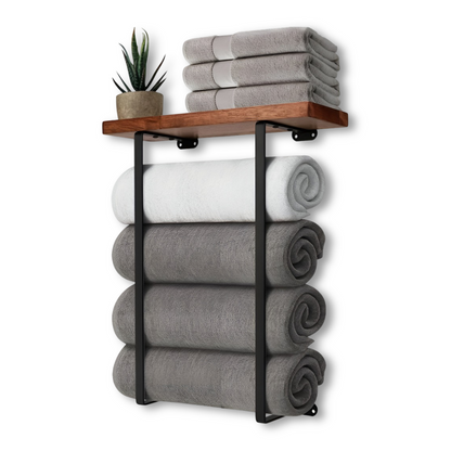 Wall Mounted Double Towel Rack Bathroom Storage Shelf