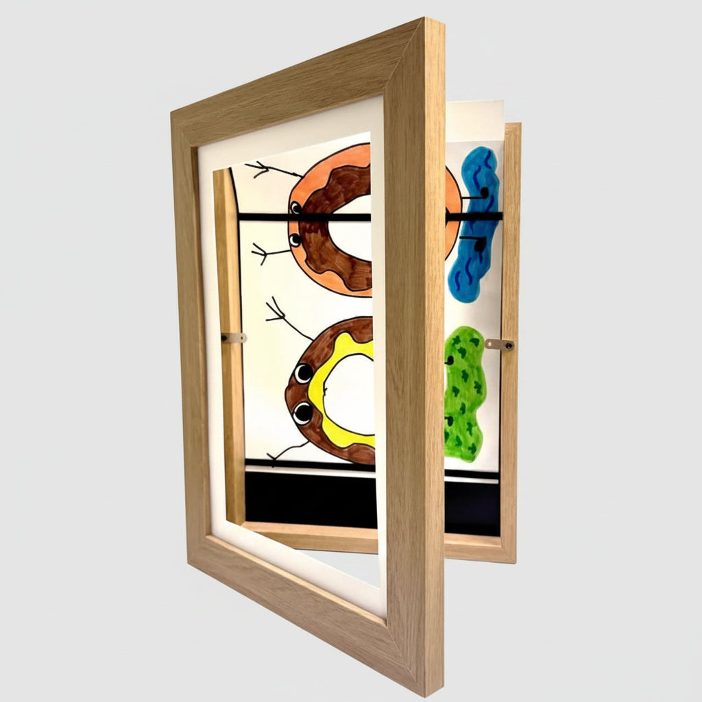 Wall Mounted Kids Artwork Display Frame with Storage