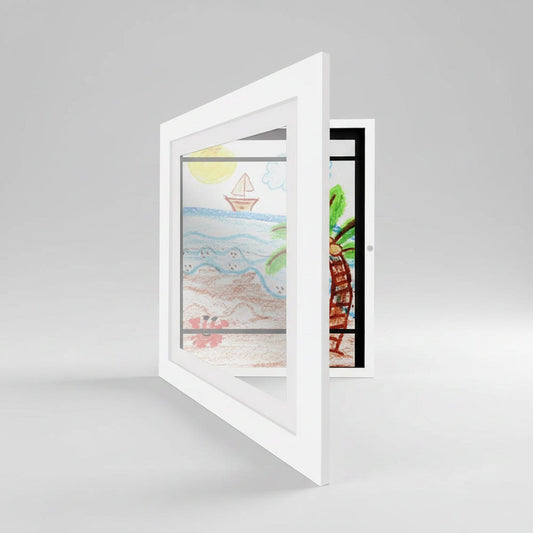 Wall Mounted Kids Artwork Display Frame with Storage