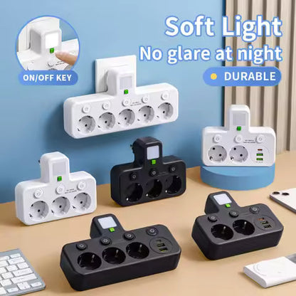 Wall Mounted Power Strip USB Type C Multi Socket Extension
