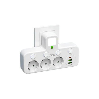 Wall Mounted Power Strip USB Type C Multi Socket Extension