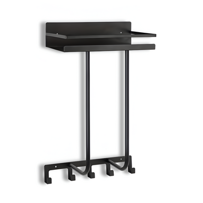 Wall Mounted Towel Rack Shelf Hook Bathroom Organizer