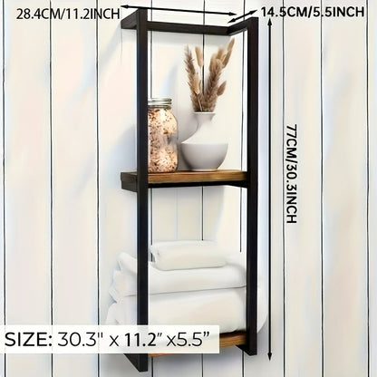 Wall Mounted Towel Rack Two Tier Bathroom Storage Shelf