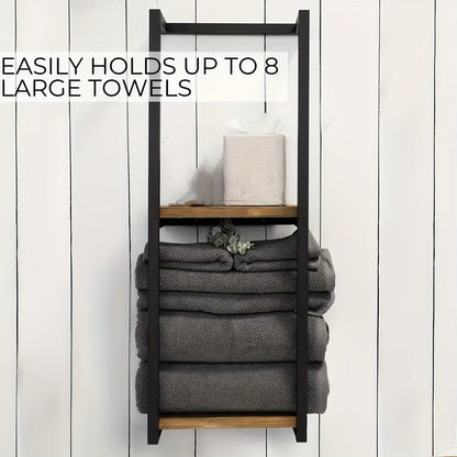 Wall Mounted Towel Rack Two Tier Bathroom Storage Shelf