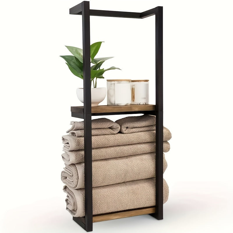 Wall Mounted Towel Rack Two Tier Bathroom Storage Shelf
