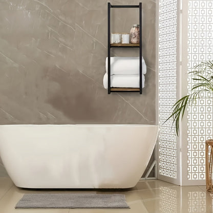 Wall Mounted Towel Rack Two Tier Bathroom Storage Shelf