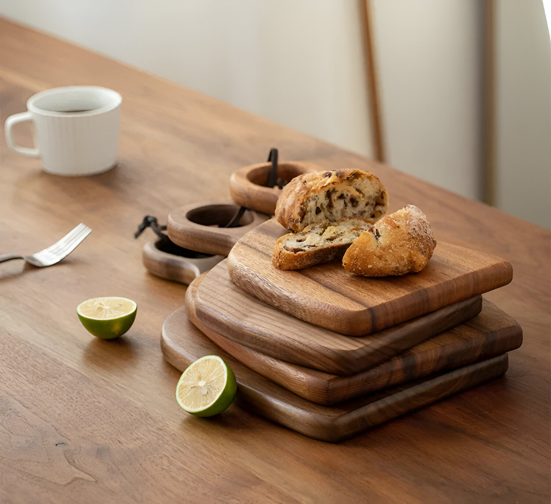 Walnut Wood Cutting Board Set Double Sided Kitchen Serving Boards