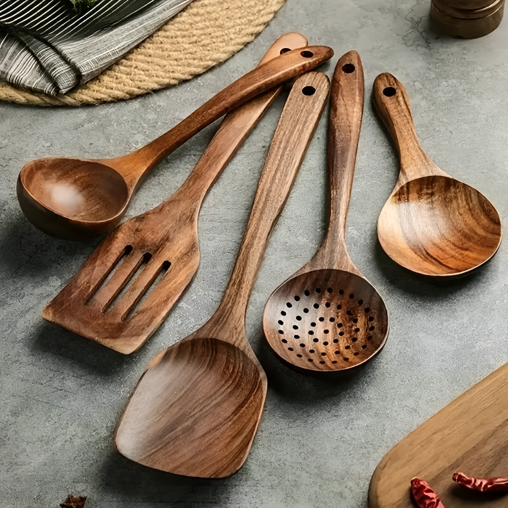 Walnut Wood Kitchen Utensil Set Cooking Spoon Spatula Collection