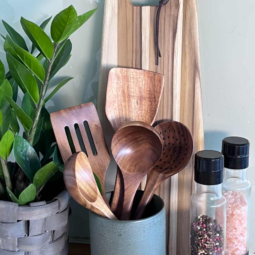 Walnut Wood Kitchen Utensil Set Cooking Spoon Spatula Collection
