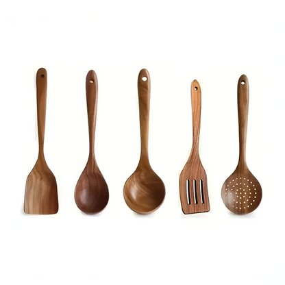 Walnut Wood Kitchen Utensil Set Cooking Spoon Spatula Collection