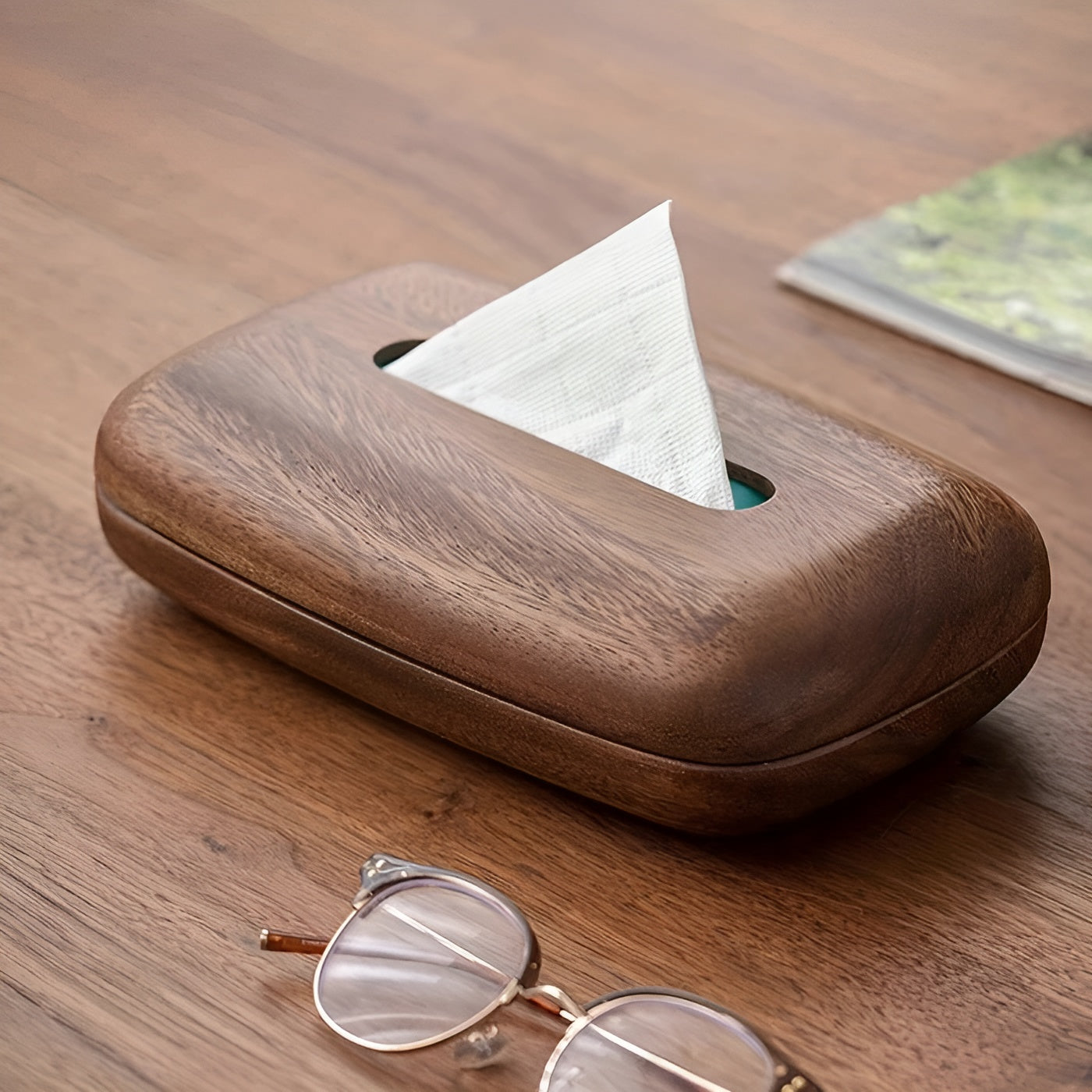 Walnut Wood Tissue Box Minimalist Home Storage Organizer