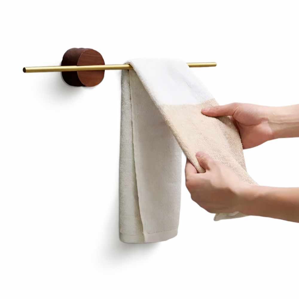 Walnut Wood Towel Rack Adjustable Wall Mounted Holder