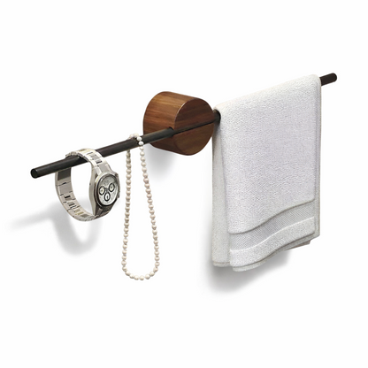 Walnut Wood Towel Rack Adjustable Wall Mounted Holder