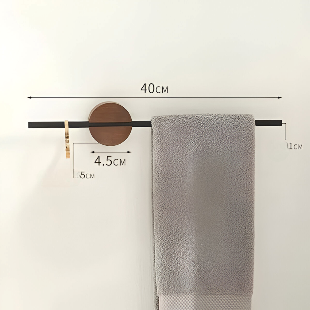 Walnut Wood Towel Rack Adjustable Wall Mounted Holder