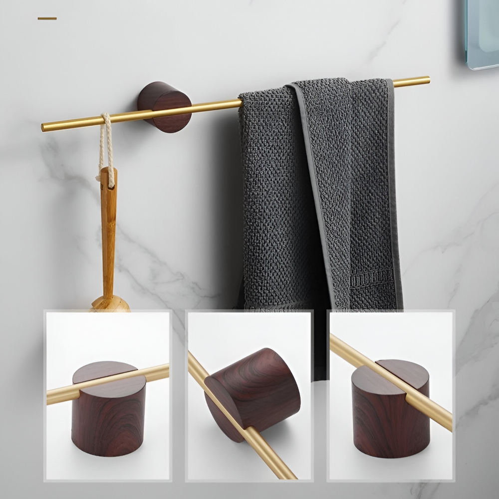Walnut Wood Towel Rack Adjustable Wall Mounted Holder