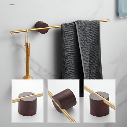 Walnut Wood Towel Rack Adjustable Wall Mounted Holder