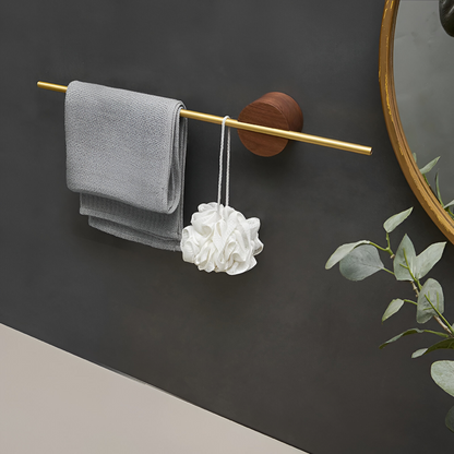 Walnut Wood Towel Rack Adjustable Wall Mounted Holder