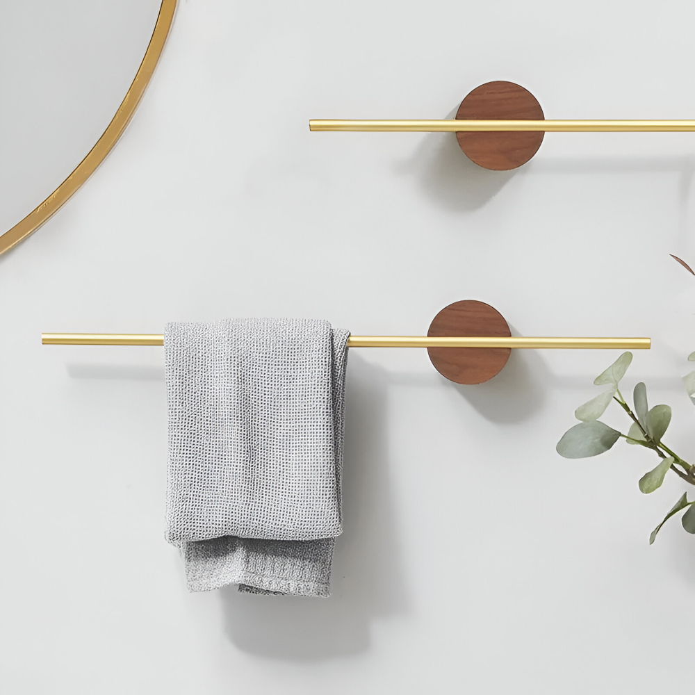 Walnut Wood Towel Rack Adjustable Wall Mounted Holder