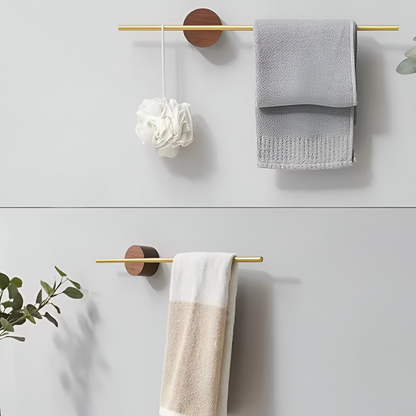Walnut Wood Towel Rack Adjustable Wall Mounted Holder