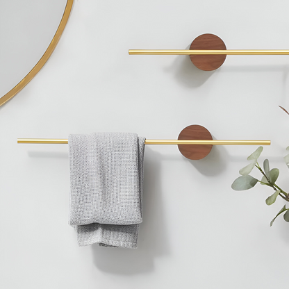 Walnut Wood Towel Rack Adjustable Wall Mounted Holder