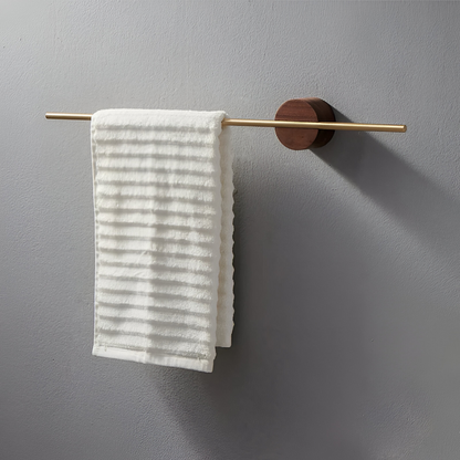 Walnut Wood Towel Rack Adjustable Wall Mounted Holder