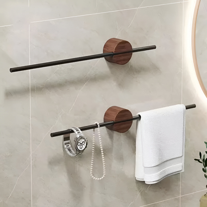 Walnut Wood Towel Rack Adjustable Wall Mounted Holder