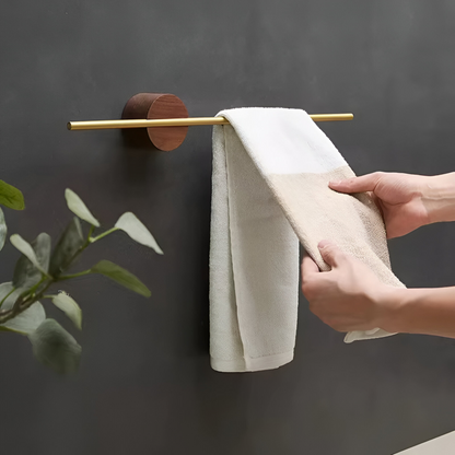 Walnut Wood Towel Rack Adjustable Wall Mounted Holder