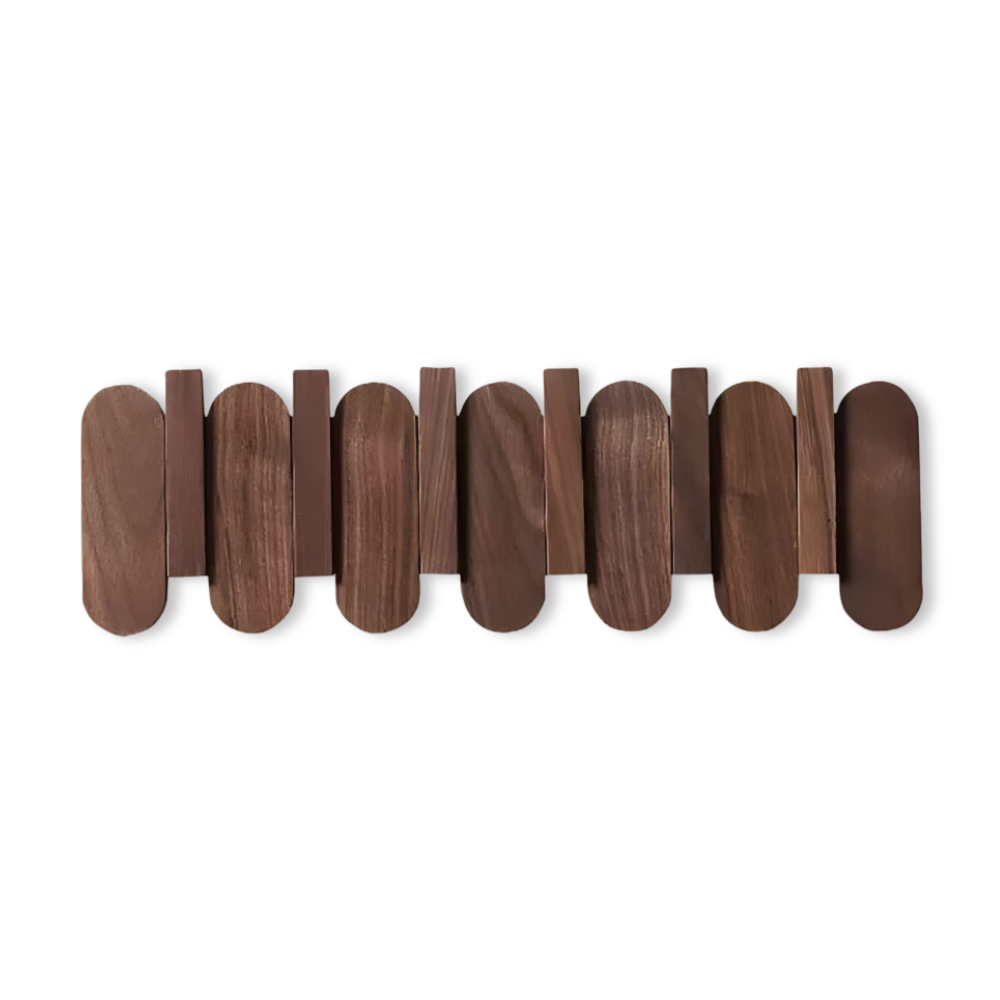 Walnut Wood Wall Coat Rack Multi Hook Entryway Organizer