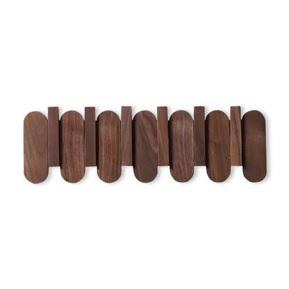Walnut Wood Wall Coat Rack Multi Hook Entryway Organizer