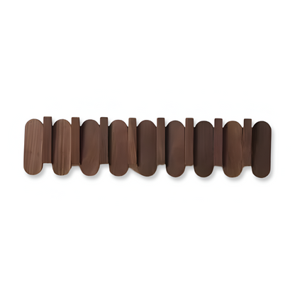 Walnut Wood Wall Coat Rack Multi Hook Entryway Organizer