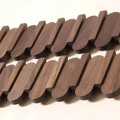 Walnut Wood Wall Coat Rack Multi Hook Entryway Organizer