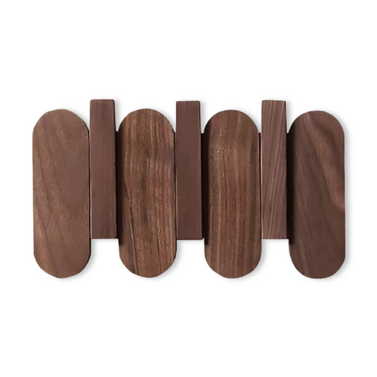 Walnut Wood Wall Coat Rack Multi Hook Entryway Organizer