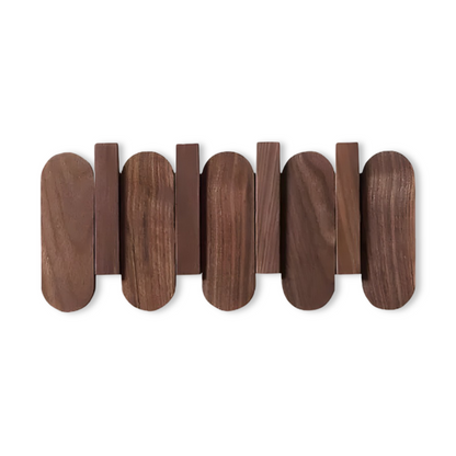 Walnut Wood Wall Coat Rack Multi Hook Entryway Organizer