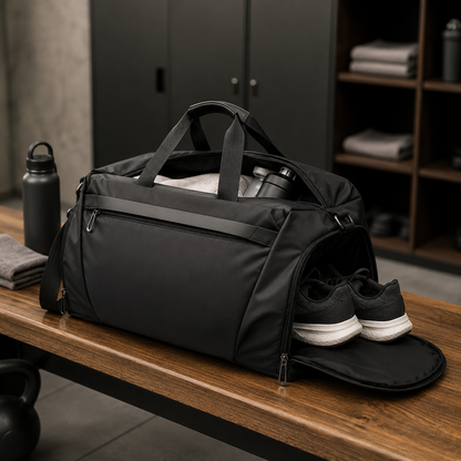 Water Resistant Travel Duffel Bag with Shoe Compartment