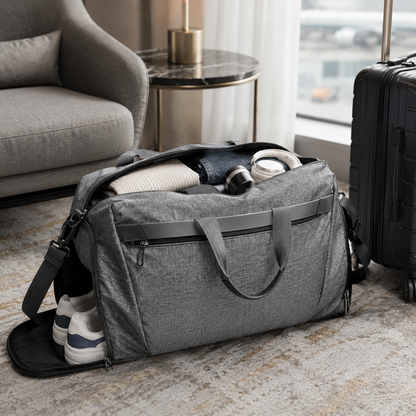 Water Resistant Travel Duffel Bag with Shoe Compartment