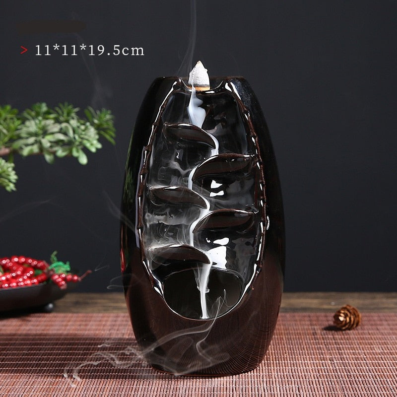Waterfall Incense Burner Decorative Holder for Relaxing Aromatherapy